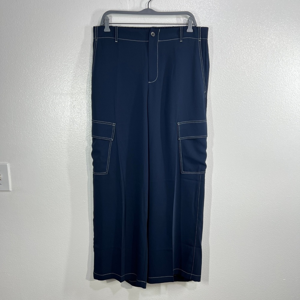 Madewell Pull On Utility Pants 12 Women Deep Indigo Minimal Casual Wide Leg - Picture 2 of 8
